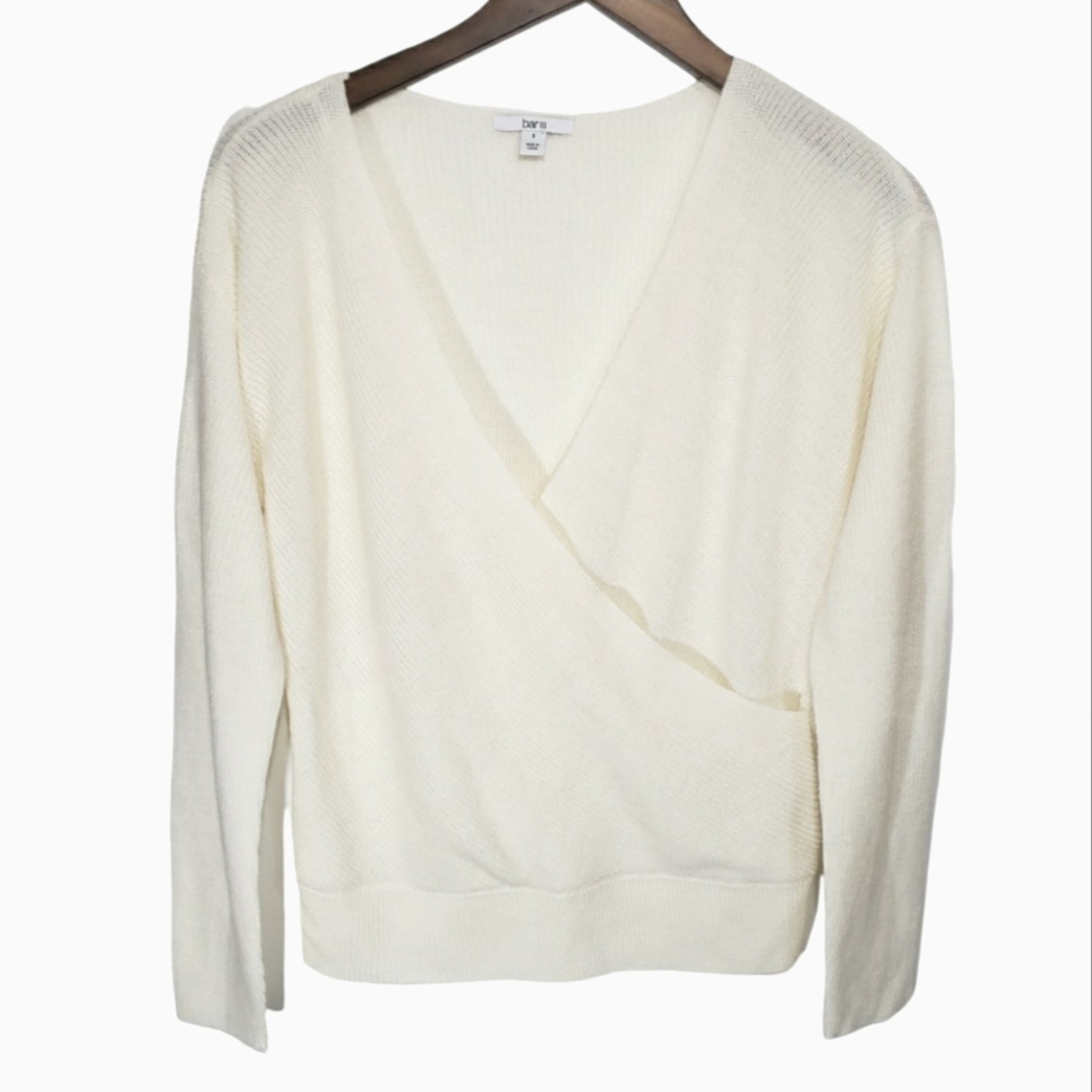 Bar III Women's Sculpted Surplice Long-Sleeve Sweater Women's Size Small NWT